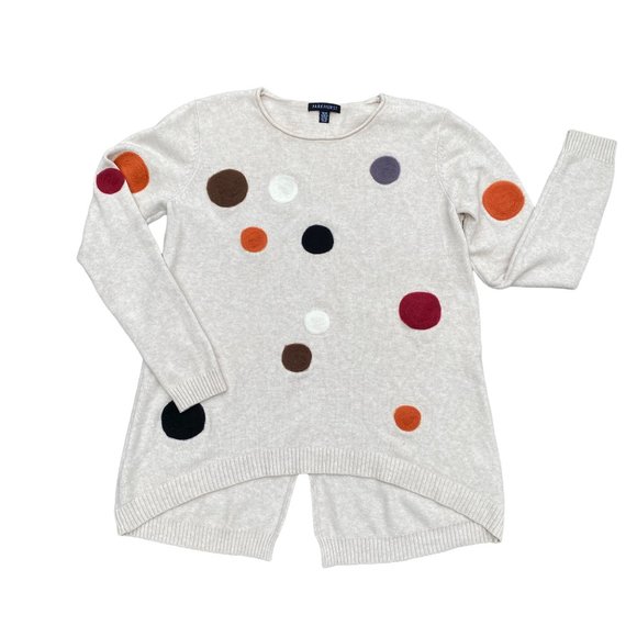Parkhurst Embroidered Polka Dot Artsy Knit Sweater Button Back Art Deco Fall -M - Picture 4 of 13